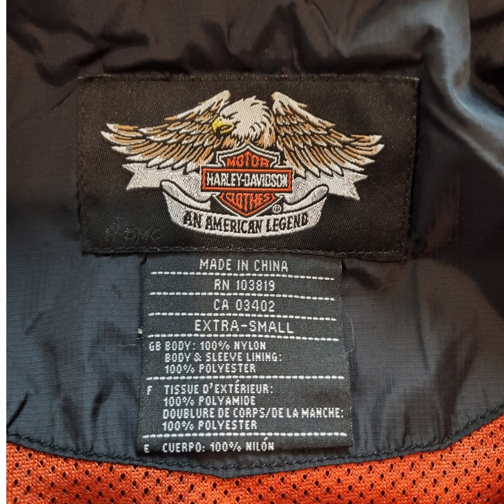 Harley-Davidson Womens Black Orange Hooded Windbreaker Jacket XS 98405-06VW - Picture 4 of 6